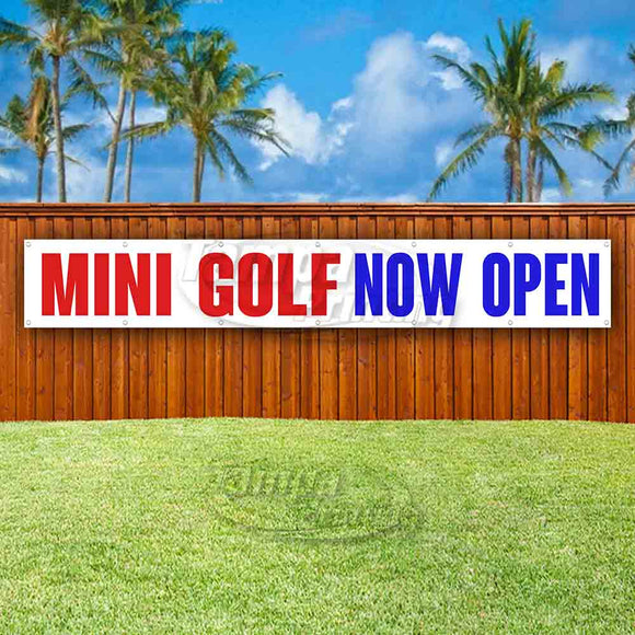 Mini Golf Now Open XL Banner