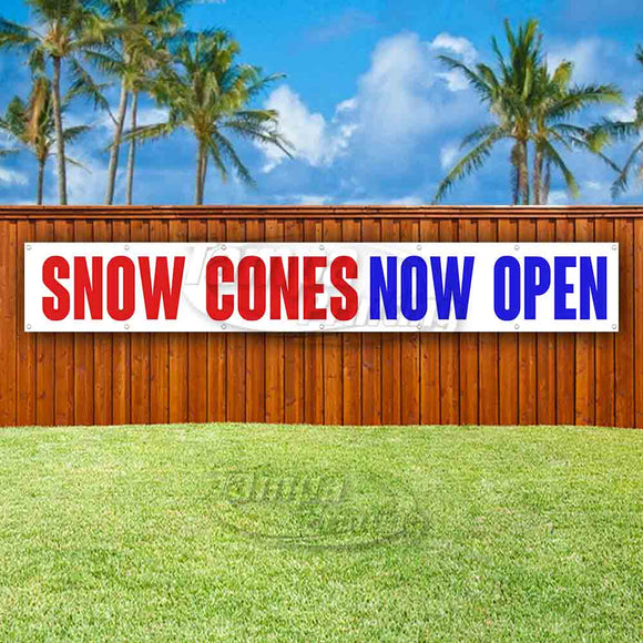 Snow Cones Now Open XL Banner