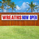 Wreaths Now Open XL Banner