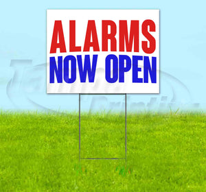Alarms Now Open Yard Sign