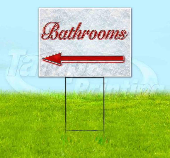 Bathrooms Left Arrow Yard Sign