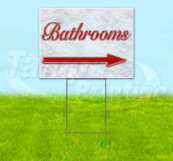 Bathrooms Right Arrow Yard Sign