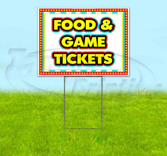 Food & Game Tickets Carnival Yard Sign