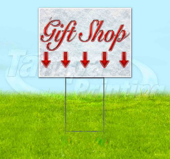 Gift Shop Down Arrow Yard Sign