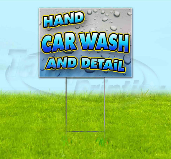 Hand Car Wash And Detail Yard Sign