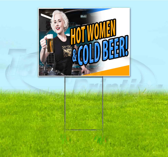 Hot Women Cold Beer Yard Sign