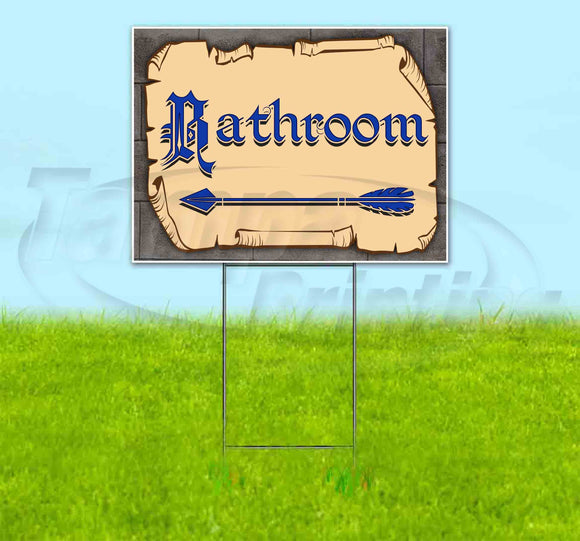 Medieval Fair Bathroom Left Arrow Yard Sign