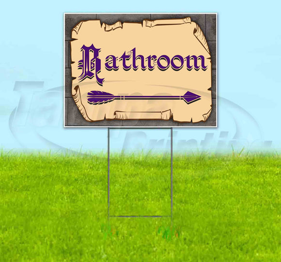 Medieval Fair Bathroom Right Arrow Yard Sign