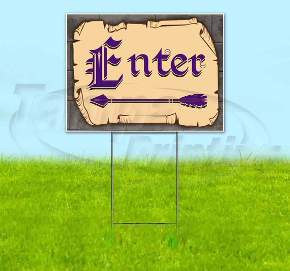 Medieval Fair Enter Left Arrow Yard Sign