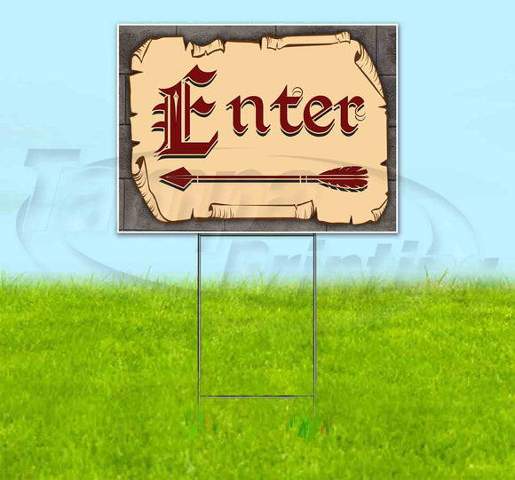 Medieval Fair Enter Left Arrow Yard Sign