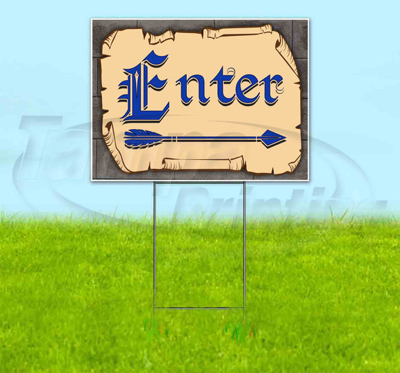 Medieval Fair Enter Right Arrow Yard Sign