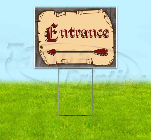 Medieval Fair Entrance Left Arrow Yard Sign