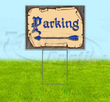 Medieval Fair Parking Left Arrow Yard Sign