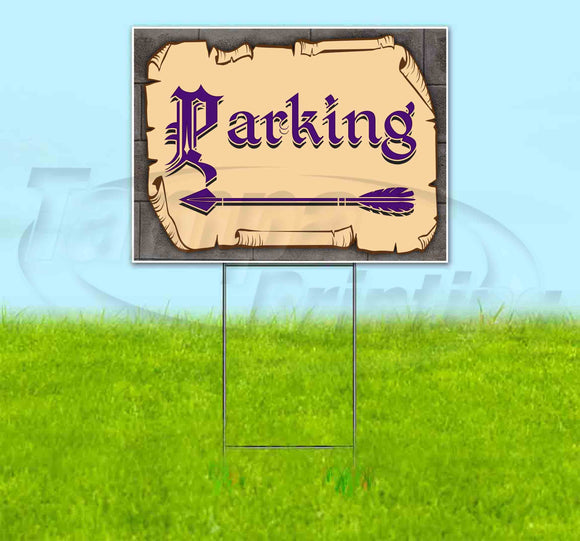 Medieval Fair Parking Left Arrow Yard Sign