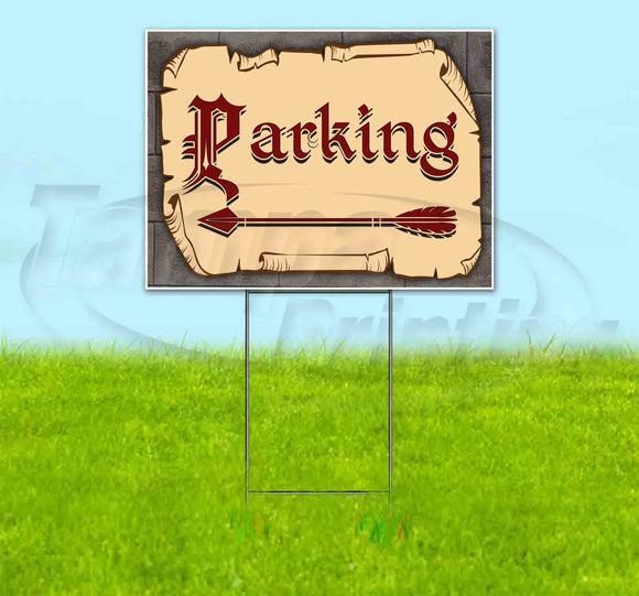 Medieval Fair Parking Left Arrow Yard Sign
