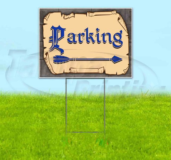 Medieval Fair Parking Right Arrow Yard Sign