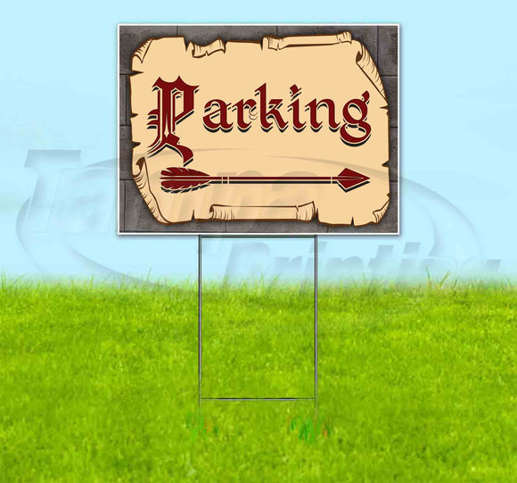 Medieval Fair Parking Right Arrow Yard Sign