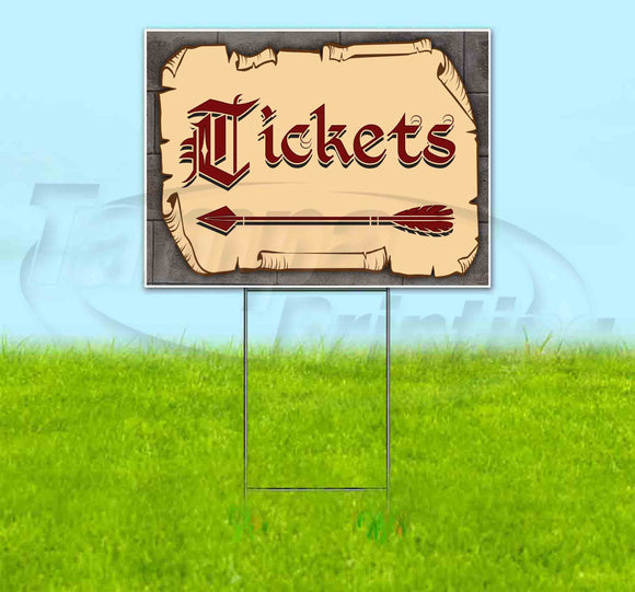 Medieval Fair Tickets Left Arrow Yard Sign