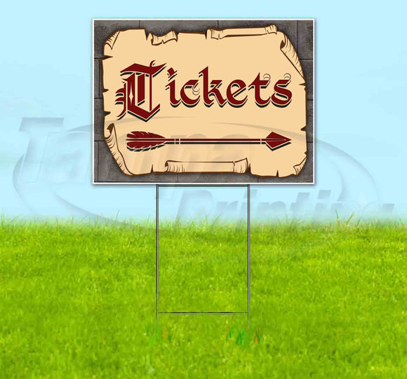 Medieval Fair Tickets Right Arrow Yard Sign