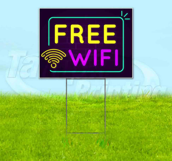 Neon Brick Free Wifi v1 Yard Sign