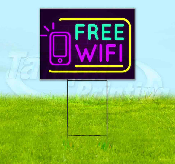 Neon Brick Free Wifi v3 Yard Sign