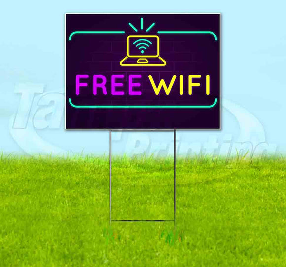 Neon Brick Free Wifi v4 Yard Sign