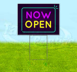 Neon Brick Now Open Yard Sign