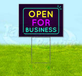 Neon Brick Open For Business Yard Sign
