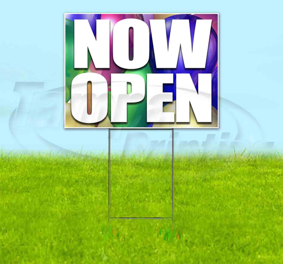 Now Open Balloons Yard Sign