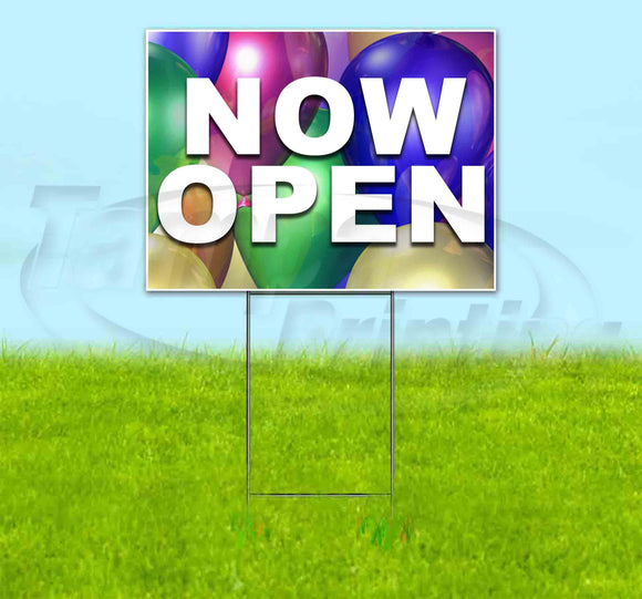 Now Open Balloons v2 Yard Sign