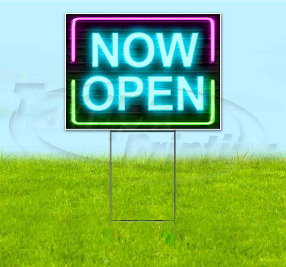 Now Open Neon Yard Sign