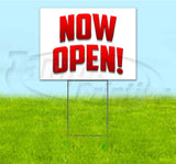 Now Open Red Metallic Yard Sign