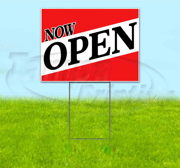 Now Open Slant Yard Sign