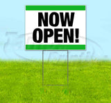 Now Open Stripe Green Yard Sign