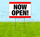 Now Open Stripe Red Yard Sign