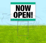 Now Open Stripe Turquoise Yard Sign