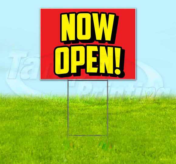 Now Open Yellow Red Yard Sign