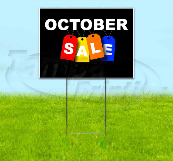 October Sale Tag Yard Sign
