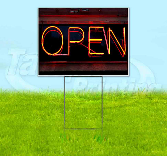 Open Neon Sign v3 Yard Sign
