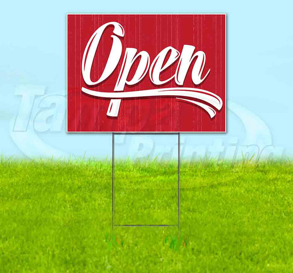 Open Red Vintage Yard Sign