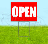 Open Tall Red Yard Sign
