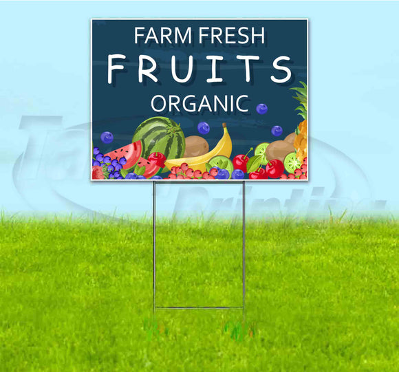 Organic Farm Fresh Fruits Yard Sign