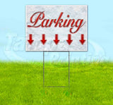 Parking Down Red & Chrome Yard Sign