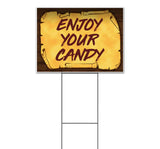 Enjoy Your Candy Scroll Yard Sign