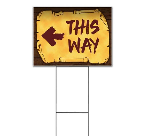 This Way Left Scroll Yard Sign