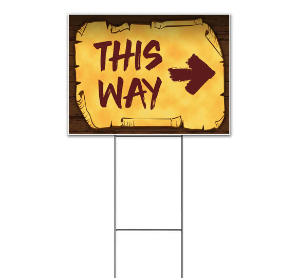 This Way Right Scroll Yard Sign