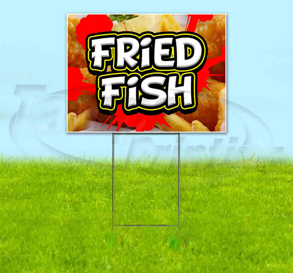 Fried Fish Red Splat Yard Sign