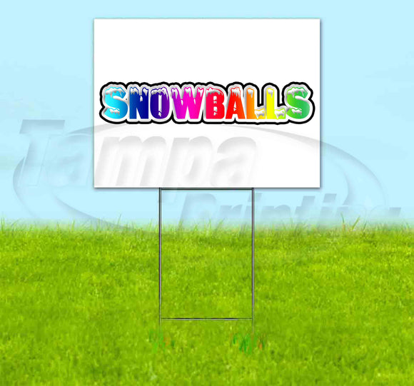 Rainbow Snowcaps Snowballs Yard Sign