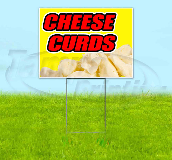 Cheese Curds Yellow Background Yard Sign