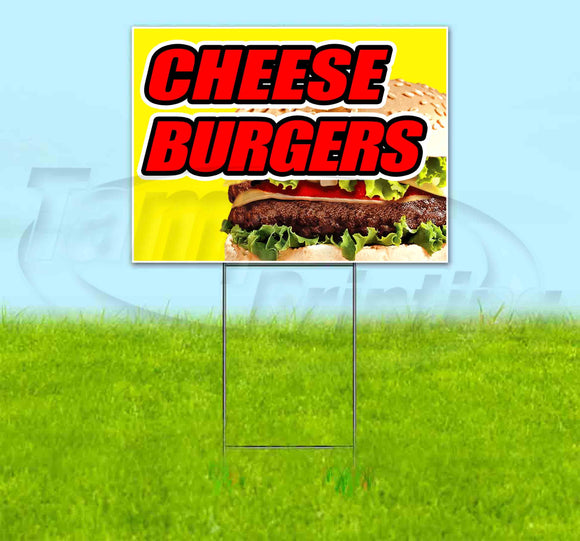 Cheeseburgers Yellow Background Yard Sign